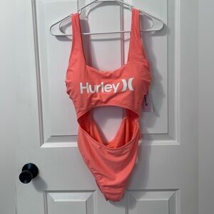Hurley Coral Pink Athletic One-Piece Swimsuit